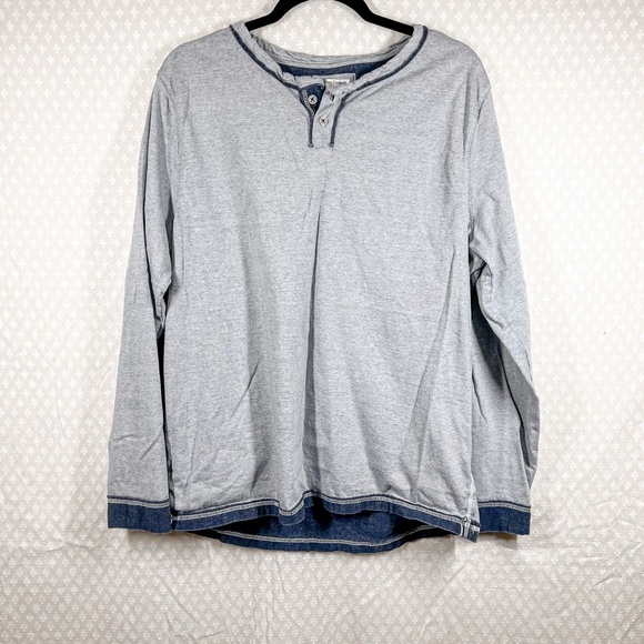 Carbon2Cobalt Other - Carbon2Cobalt Grey Blue Long Sleeve Henley